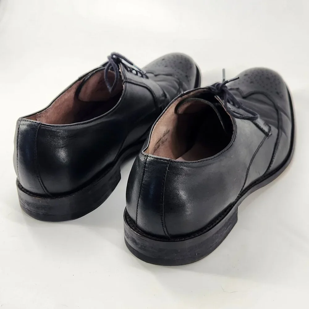 Banana Republic Mens Oxfords Size 9.5 Black Brogue Cap Toe Dress Shoes Italian